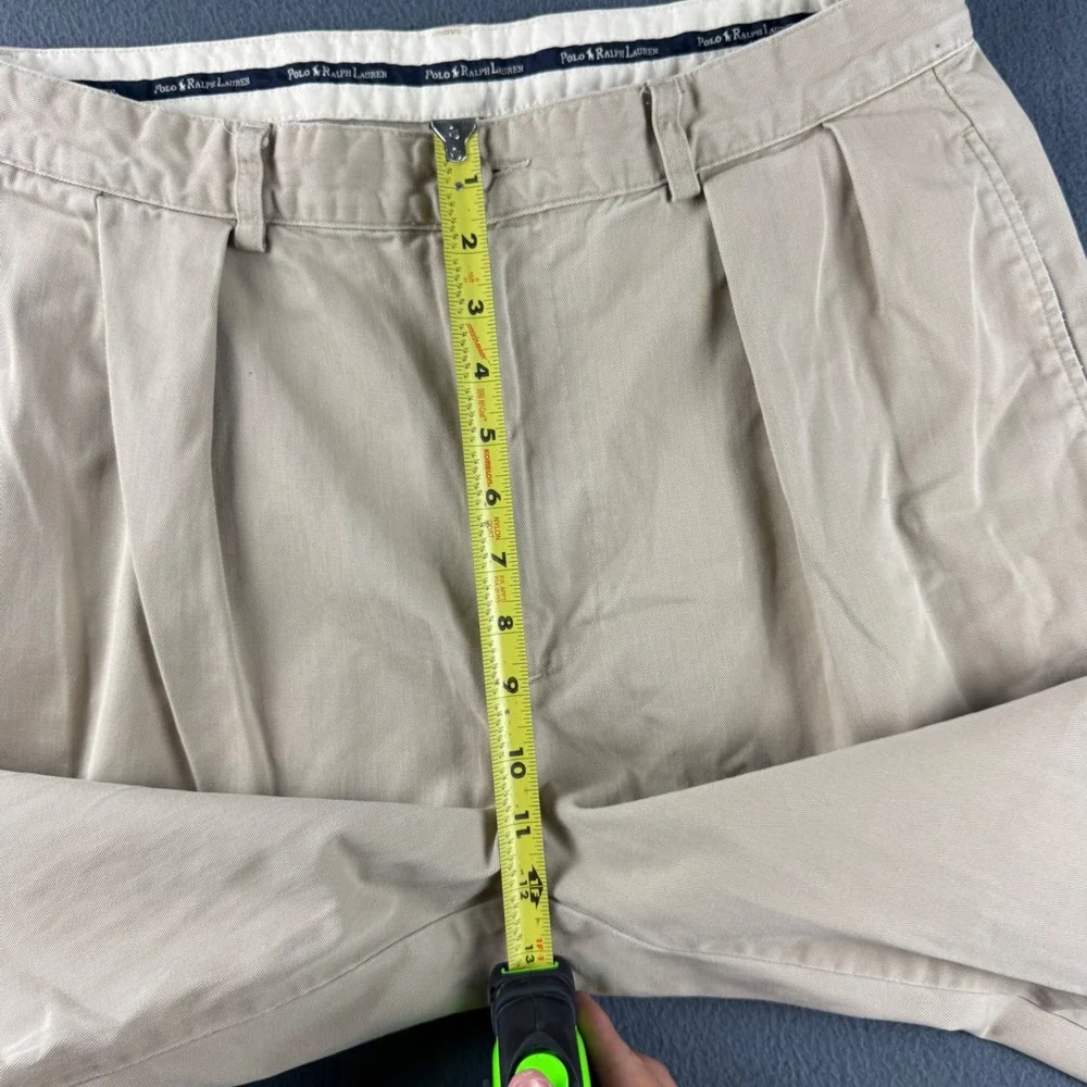 Vintage USA Polo Ralph Lauren Pants Mens 34x31 (Fits 33x30) Beige Double Pleated